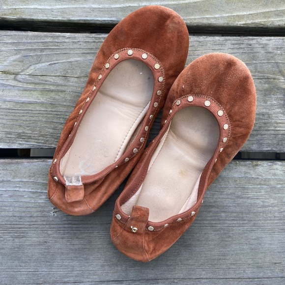 Brown Suede Gold Grommet Split Sole Ballet Flats Yosi Samra from Anthropologie - Picture 5 of 5